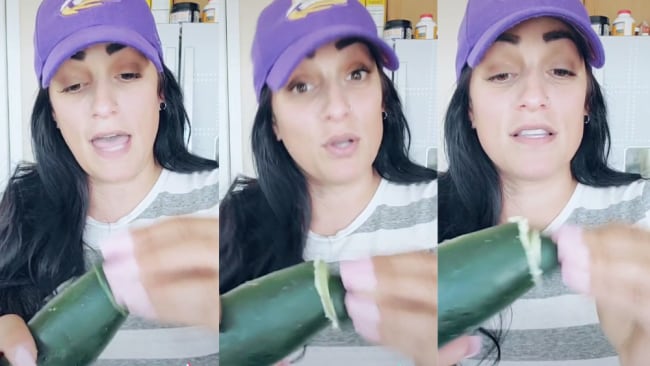 Woman shows how to milk a cucumber on TikTok