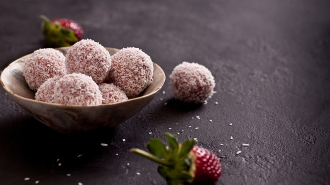 Vegan coconut and strawberry bliss balls to banish sugar cravings